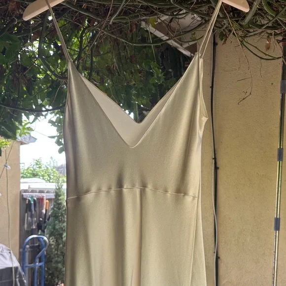 DANNIJO Ivory Satin Slip Dress - Spaghetti Strap Maxi - Picture 9 of 16